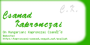 csanad kapronczai business card